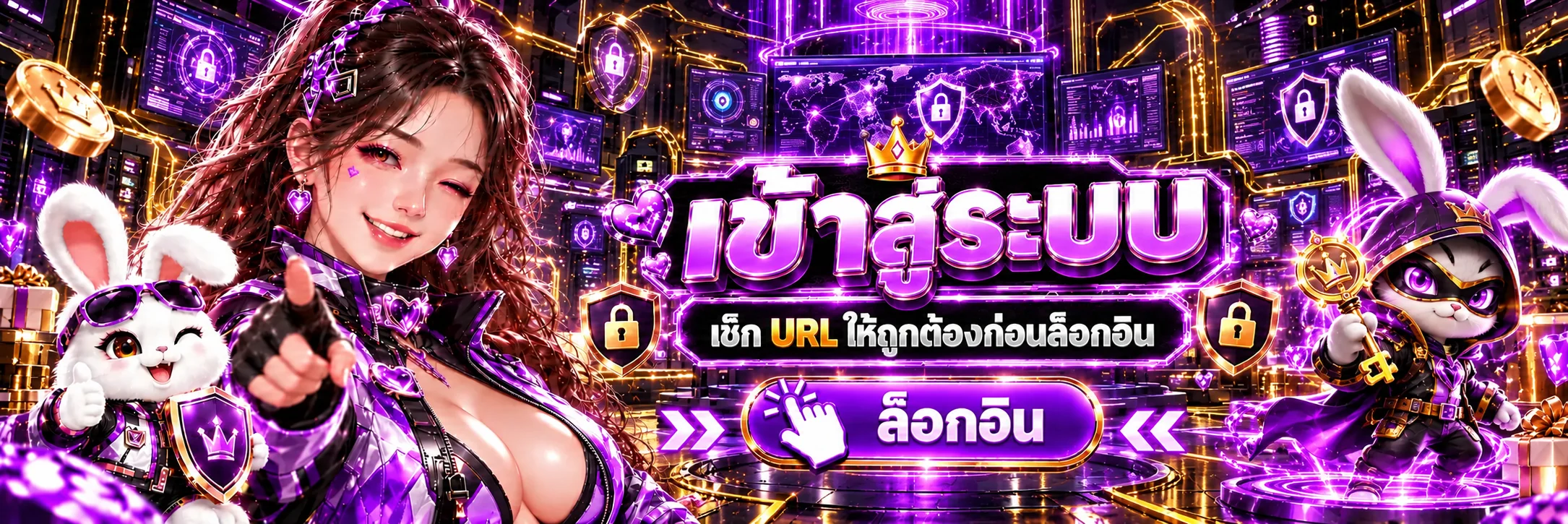 LGM444 ทางเข้า พร้อมสัญลักษณ์ล็อกและมาสคอตผู้พิทักษ์